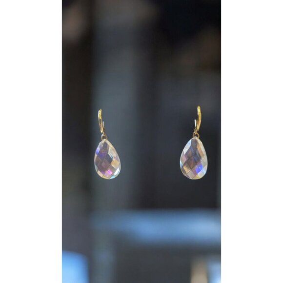 Vintage Joan Crawford Classic Collection Prism Pear Shaped Earrings, 1.5" Long - Picture 2 of 7